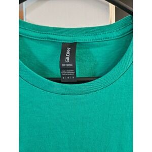 Gildan Softstyle Green Dragons Sequin Graphic T-Shirt Womens Medium Short Sleeve